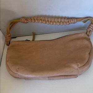 Karma of Charme soft leather bag brown leather lime green accents